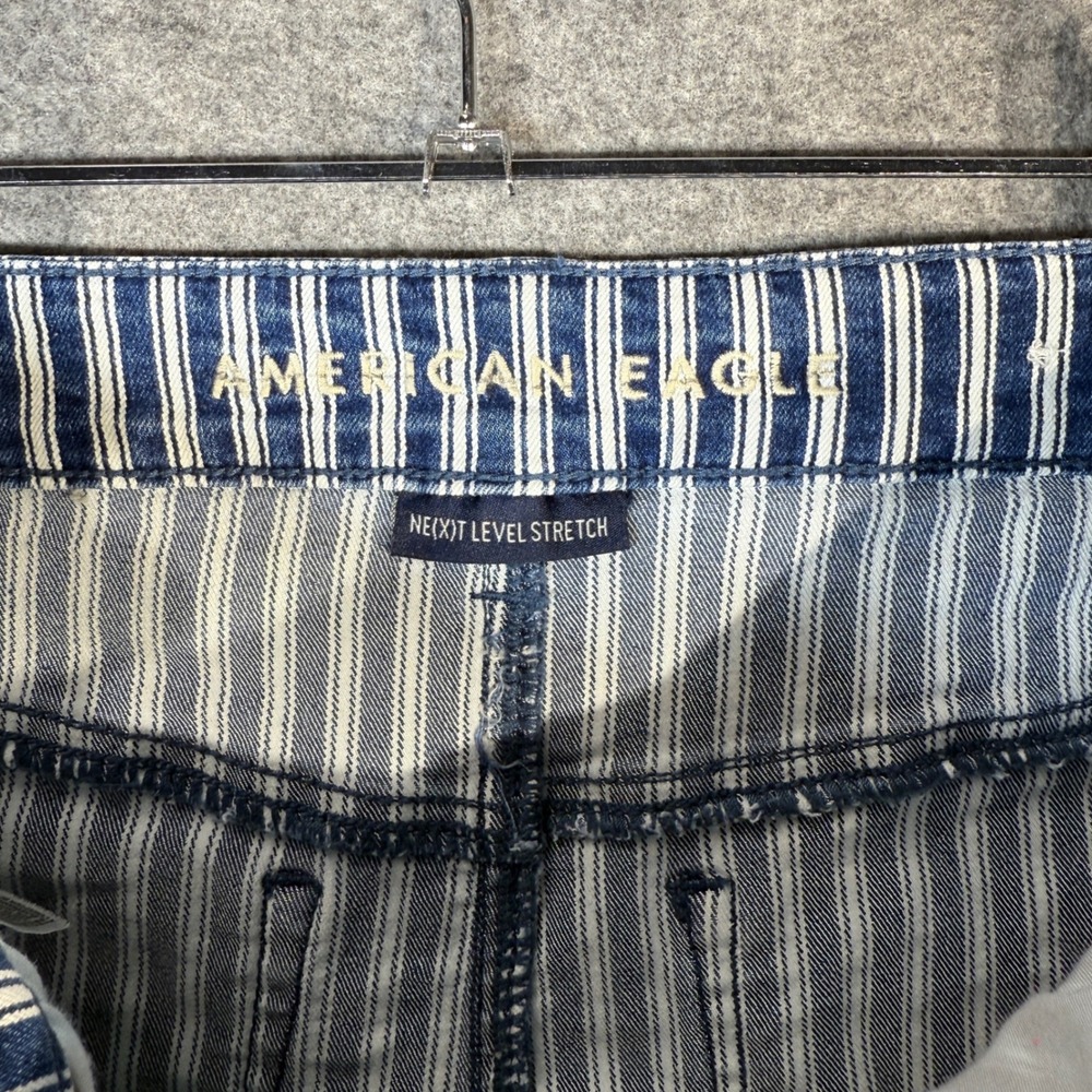 American Eagle Outfitters Blue White Stripe Hi Rise Shortie Shorts‎ Women Size 6 - Picture 2 of 10